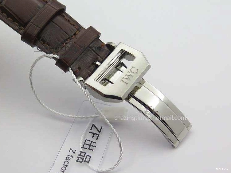 MIROTIME 0126 ModernLook Portuguese IW371445 ZF 1:1 Best Edition SS White Dial Gold Markers On Brown Leather Strap A79350 V 7269
